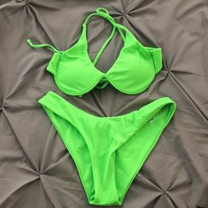 SHEIN neon green bikini set